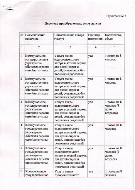 Отбасы үлгісіндегі балалар ауылы коммуналдық мемлекеттік мекемесінің тәрбиеленуші балаларды сауықтыру мақсатында жазғы лагерь қызметін сатып алу бойынша қызмет көрсетушіні таңдау жөніндегі конкурстық құжаттама